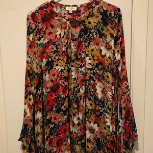 Floral long sleeve tunic dress